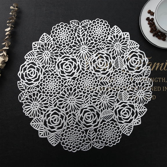 SHIMELE Hollowed Out Insulation Mats, PVC Leather Placemats, Coffee Mats, Kitchen Table Mats, Waterproof Non-Slip Dining Mats, Easy to Clean Table Decor, Heat-Resistant Surface Protector