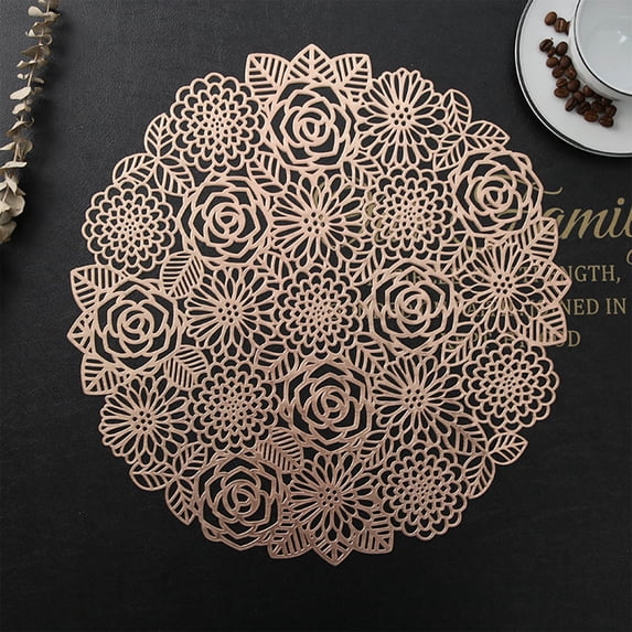 SHIMELE Hollowed Out Insulation Mats, PVC Leather Placemats, Coffee Mats, Kitchen Table Mats, Waterproof Non-Slip Dining Mats, Easy to Clean Table Decor, Heat-Resistant Surface Protector