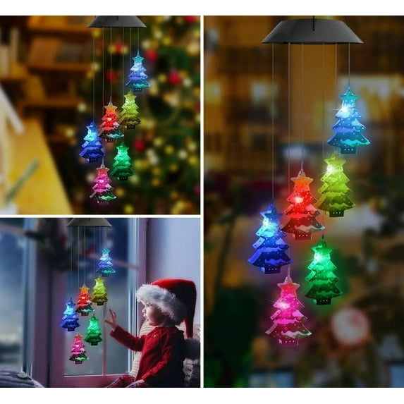 SHIMELE LED Colorful Christmas Wind Chime Lights Waterproof Outdoor Garden Decor Automatic On/Off Function for Patios and Courtyards
