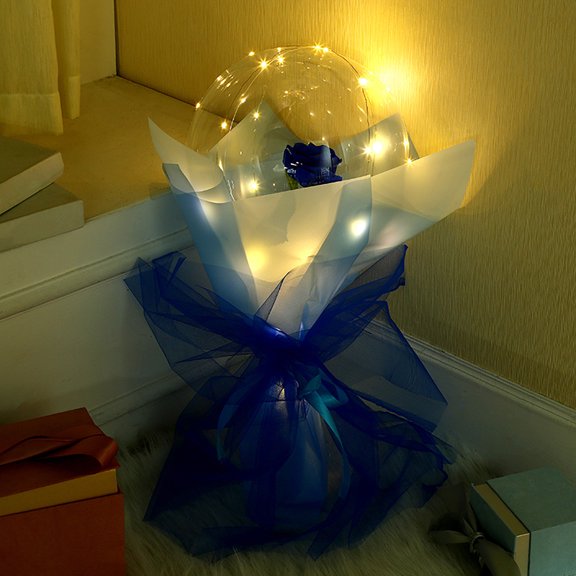 SHIMELE LED Rose Bouquet Luminous Christmas Decoration, Wedding Party Gift, Battery Operated, 40cm Inflatable Flowers with Ribbon and Pump