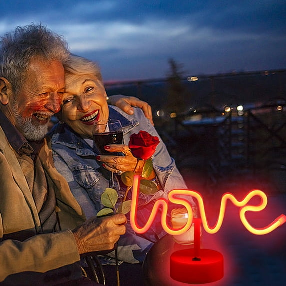 SHIMELE LED Valentine's Day Shape Light Decoration, USB Neon Light with Round Base, Romantic Colorful LED Light, Perfect for Valentine's Day Décor & Events