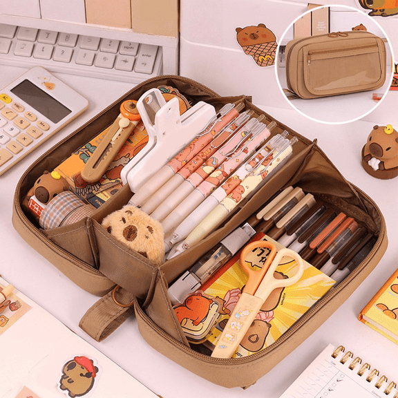 SHIMELE Large Capacity Pencil Case Storage Bag, Zippered Pen Organizer, Multi-functional Stationery Holder, Ideal for Office and Travel Use