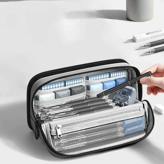 SHIMELE Large Capacity Pencil Case Vertical Storage Bag - Canvas Pen Organizer, Multi-functional Stationery Holder, Travel Makeup Bag, Durable Design