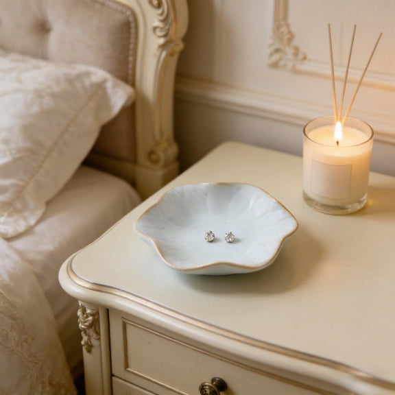 SHIMELE Leaf Shape Jewelry Tray, Ceramic Trinket Bowl, Decorative Key Holder, Small Ring Organizer, Bathroom Vanity Storage, Kitchen Accessory, Perfect for Home Decor