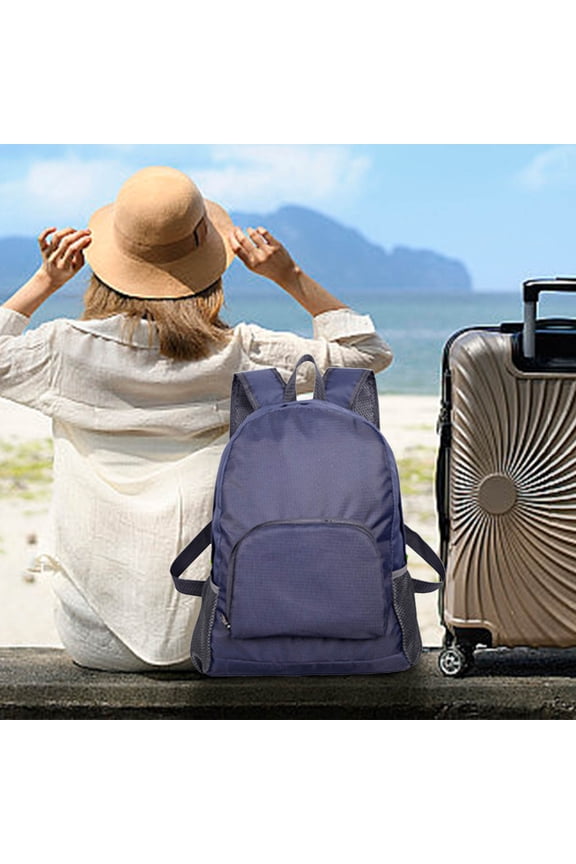 Lightweight Foldable Student Backpack, Fluorescent Color Minimalism, Multifunctional Travel & Leisure Bag, Reflective Strip, Easy Storage