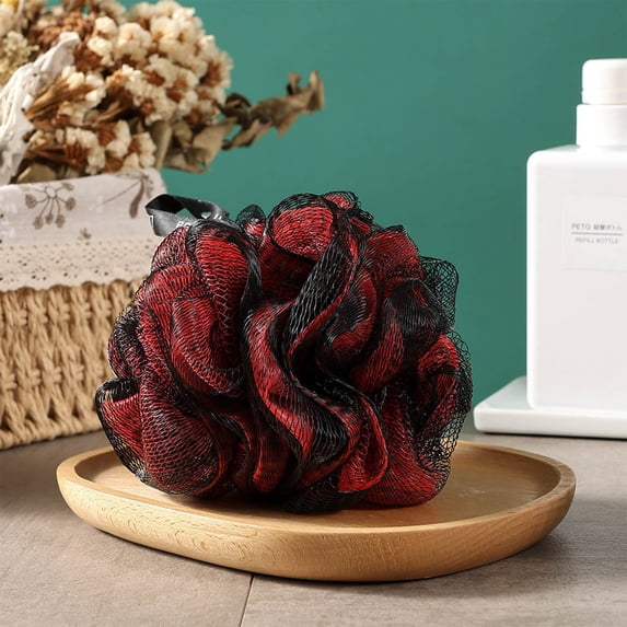 SHIMELE Loofah Bath Sponge Scrubber, Mesh Shower Loofah Sponge, Red