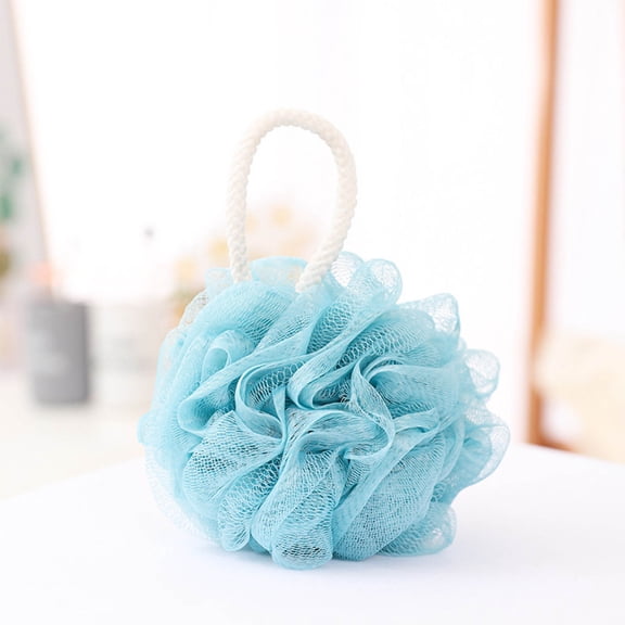 SHIMELE Loofah Bath Sponge Scrubber, Mesh Shower Loofah Sponge, with Lanyard, Blue