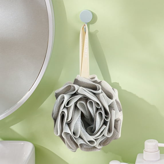 SHIMELE Loofah Bath Sponge Scrubber, Mesh Shower Loofah Sponge, with Lanyard, Gray