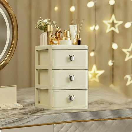 SHIMELE Makeup Organizer Desktop Storage Box, Skincare Cosmetic Drawer Organizer for Vanity & Bathroom, Plastic Dresser Counter Organizer, Compact & Stylish Solution