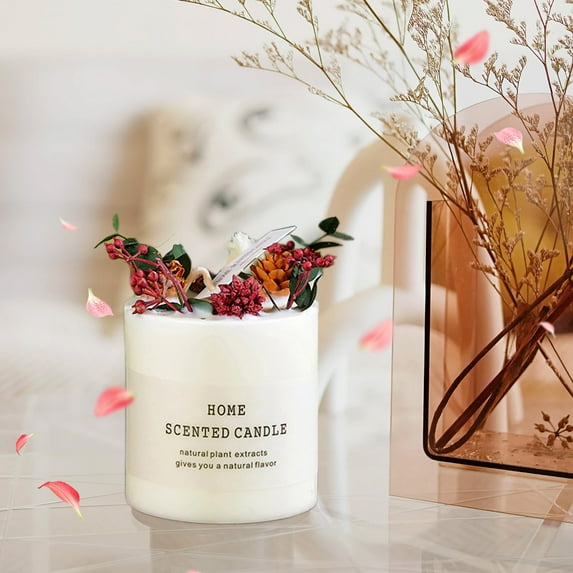 SHIMELE Mori Aromatherapy Candle | Floral Incense Candle | Long-lasting Scented Wax | Home Decoration | Gift for Relaxation & Ambiance | Dried Flower Design