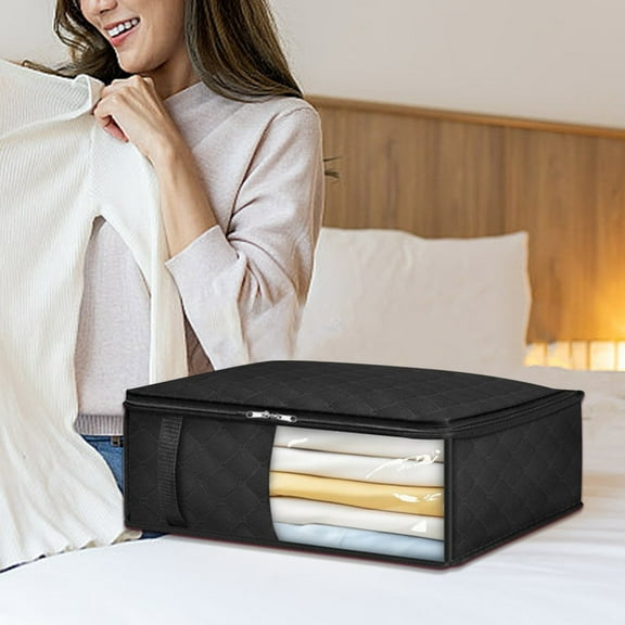 SHIMELE Non Woven Storage Bag with Visual Window, Waterproof Quilt Bag, Clothing Organizer, Durable Storage Solution for Blankets, Comforters, and Bedding - Practical Home Storage Box