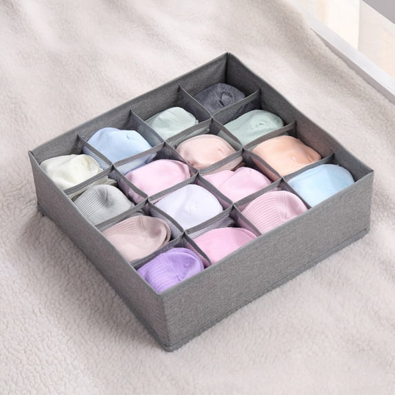 SHIMELE Non-woven Fabric Underwear Organizer Storage Box with Compartments for Socks, Bras, Ties - Foldable, Portable Closet Cabinet Solution