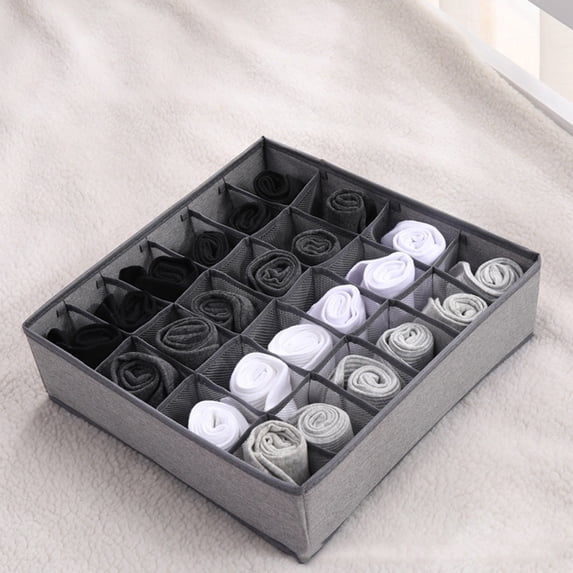 SHIMELE Non-woven Fabric Underwear Organizer Storage Box with Compartments for Socks, Bras, Ties - Foldable, Portable Closet Cabinet Solution