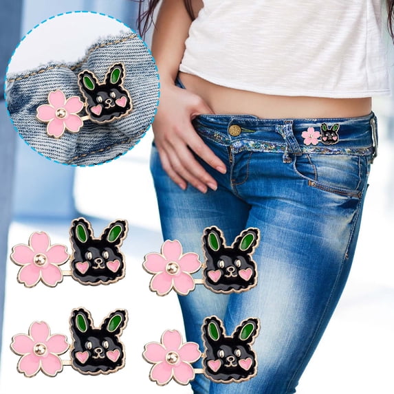 SHIMELE Pant Waist Tightener Buttons Set Adjustable Waist Extender Clips for Loose Jeans and Skirts No-Sew Design Comfortable Fit 4-Pack