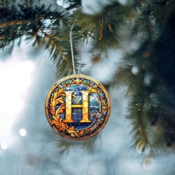 SHIMELE Personalized Christmas Ornaments - Custom Initial Decorations for Tree, Home & Gifts