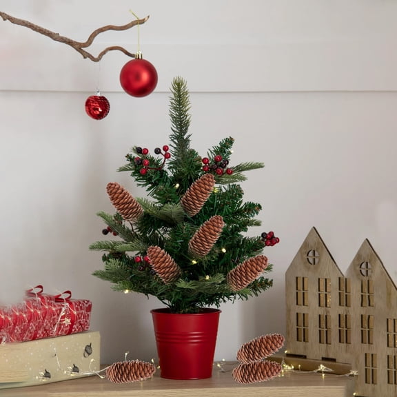 SHIMELE Pine Cone Christmas Tree Ornament Hanging Decoration Wood Wreath Decoration for Holiday Parties and Festive Home Decor
