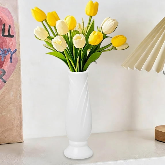 SHIMELE Plastic Flower Vase Decorative Container Modern Imitation Rattan Woven Planter Stylish Indoor Outdoor Arrangement Geometric Design Versatile Home Décor