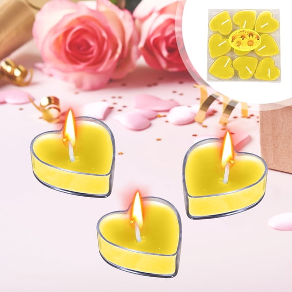 SHIMELE Plastic Heart-Shaped Candles, 9-Pack Romantic PVC Candles for Birthdays, Tanabata, Dinner & Celebrations, Scented Soy Wax for Home Decor