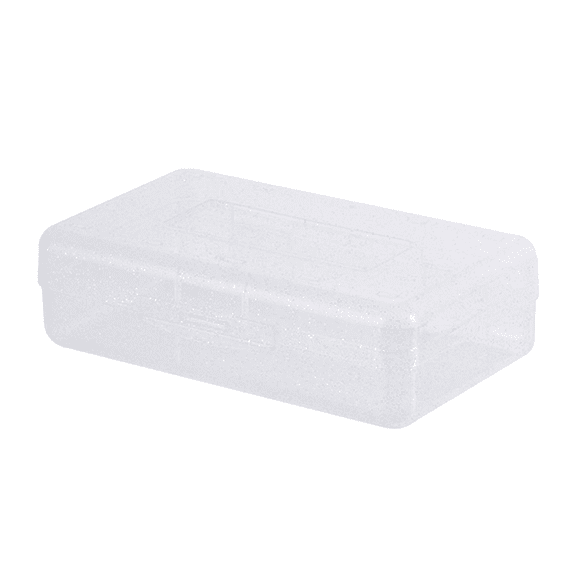 SHIMELE Plastic Pencil Box Organizer, Clear Storage Case, Large Capacity Pen Holder, Stackable Snap-Lid Container for Office Supplies and Desk Use