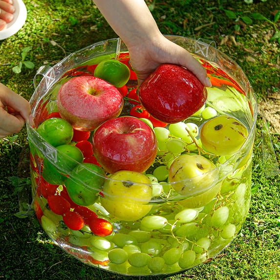 SHIMELE Portable Folding Bucket Clear PVC Travel Outdoor Utility Basin for Washing, Storage, Camping, Picnic, and Emergency Use