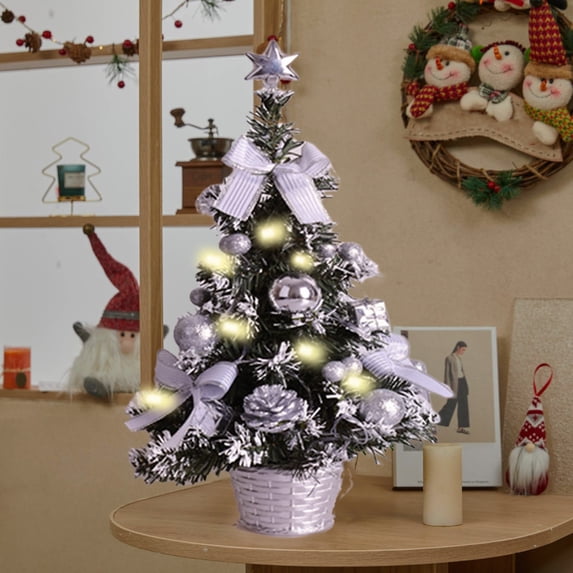SHIMELE Premium Snow Flocked Artificial Mini Christmas Tree, Hinged Fake Spruce Decoration