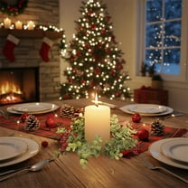 SHIMELE Red Fruit Wreath Candle Holders, Aromatherapy Candlesticks, Christmas Table Decor, Holiday Centerpiece, Festive Home Decoration, Durable Plastic, Multicolor Design