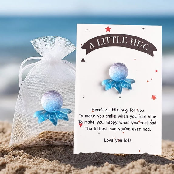 SHIMELE Sea-style Animals Gradient Pocket Blessing Card Cute Crab Decor Gift Card for Special Occasions Thoughtful Messages Keepsake Card for Friends Family Gifts