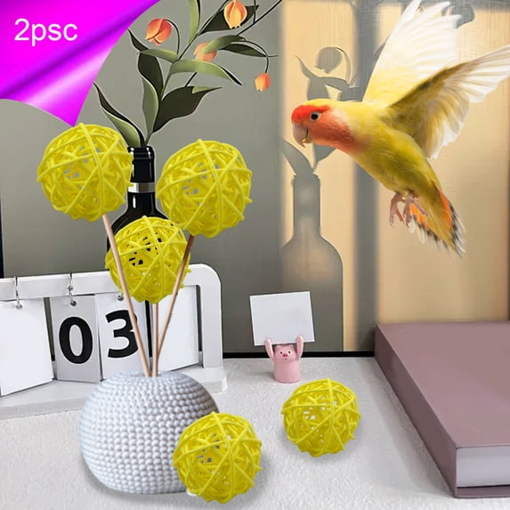 SHIMELE Sepaktakraw Balls Rattan Woven Decorative Orbs Pet Toy Natural Wicker Centerpiece Home Decor Wedding Party Decorations Decorative Pendant 2 Pieces