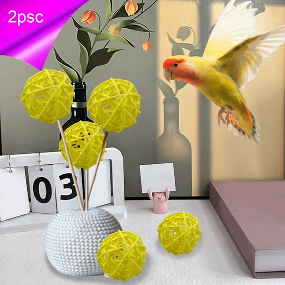 SHIMELE Sepaktakraw Balls Rattan Woven Decorative Orbs Pet Toy Natural Wicker Centerpiece Home Decor Wedding Party Decorations Decorative Pendant 2 Pieces