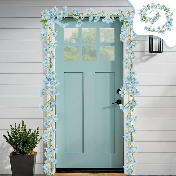 SHIMELE Spring Flowers Wall Hanging Decorative Indoor Fake Orchid Vine Rattan Green Plants for Living Room Decor, 72.83in, Pink/Blue/White/Beige