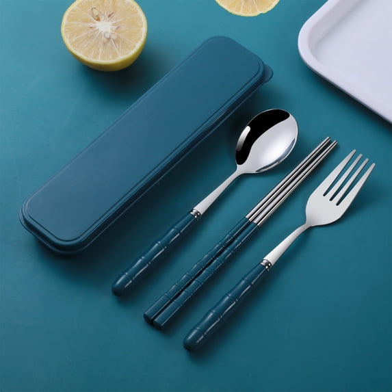 SHIMELE Stainless Steel Cutlery Set Portable Utensils Picnic Set Chopsticks Spoon Fork Dining Set Reusable Tableware Eco-Friendly Travel Cutlery Zipper Case
