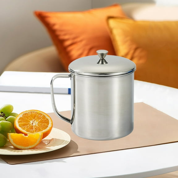 SHIMELE Stainless Steel Mug with Lid and Handle, Durable Rust-Resistant Water Cup, Commercial Use, Ergonomic Design, Perfect for Hot and Cold Beverages