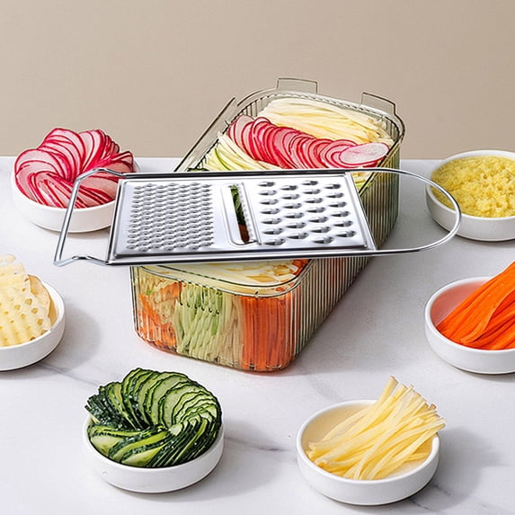 SHIMELE Stainless Steel Vegetable Grater, Multifunctional Shredder for Potatoes and Carrots, Kitchen Tool with Non-Slip Handle, Easy Clean Grater, Durable Storage Loop, 3 Sizes Available