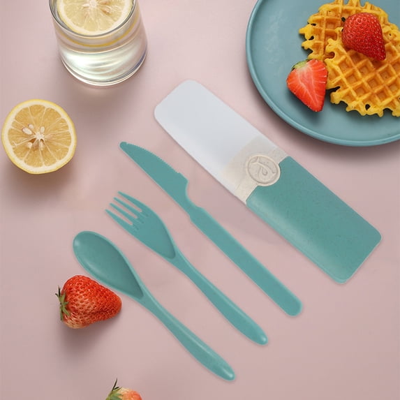 SHIMELE Straw Plastic Cutlery Set Utensil Set Fork Knife Spoon Tableware Portable Dining Set Eco-Friendly Outdoor Picnic Travel Essentials Lightweight Dining Accessories