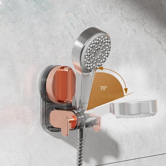 SHIMELE Suction Cup Shower Bracket Adjustable Shower Holder No Punch Movable Shower Caddy Wall Mount Storage Organizer Bathroom Shelf Easy Install Tool-Free