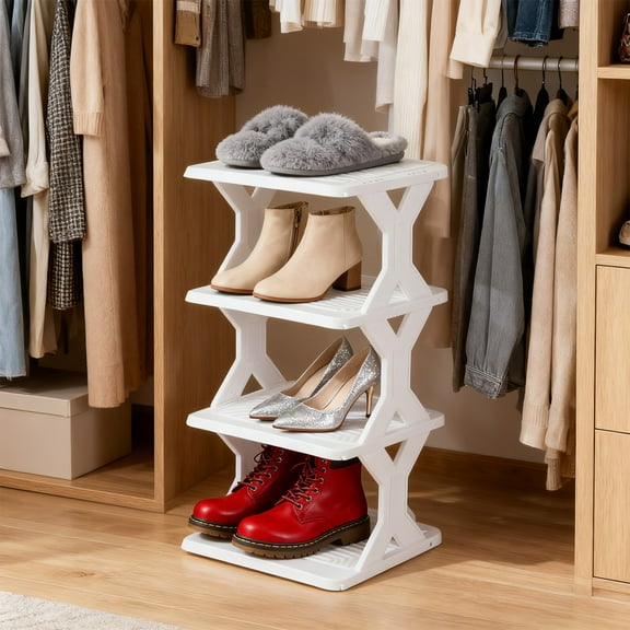 SHIMELE Thickened Corner Shoe Rack, Small Size Removable Washable Storage Cabinet, Easy to Install Plastic Shoe Organizer for Home Entryway or Bedroom