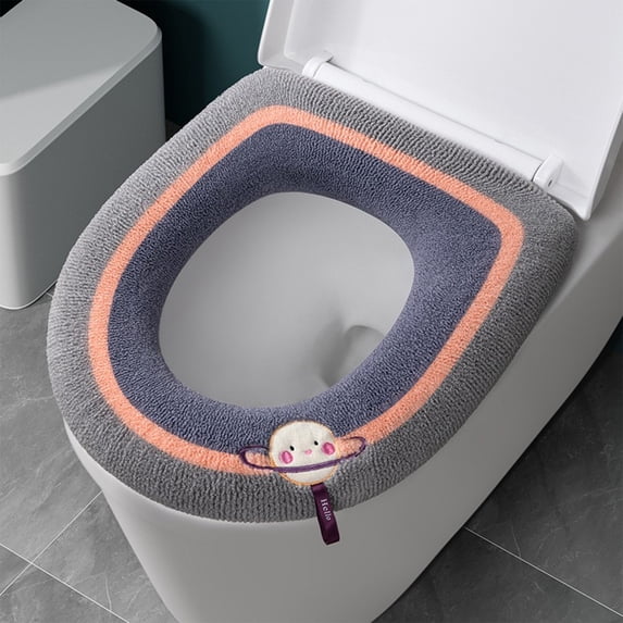 SHIMELE Thickened Toilet Seat Cover - All-Season Washable Mat, Universal Fit for O/V/U Shapes, Soft Polyester, Easy Clean, Home Decor