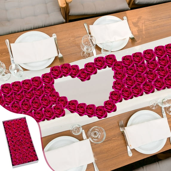 SHIMELE Valentine's Day Soap Rose Heads - 50pcs Scented Floral Decor, Eco-friendly Artificials, Gift for Home Decor, Weddings & Parties - Multipurpose Decoration