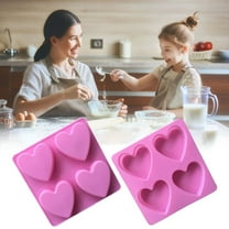 SHIMELE Non-Stick Silicone Baking Mold Food Grade 4-Cavity Heart Shape Tray for Chocolate Candy Jelly Ice Cubes Cupcakes