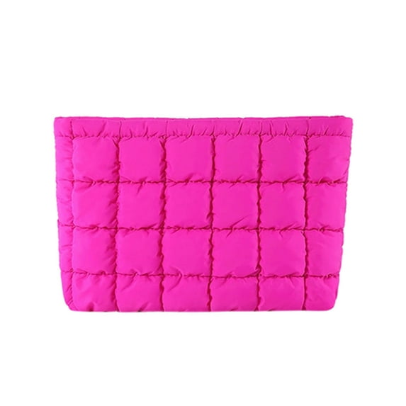 SHIMELE Versatile Solid Color Handbag Quilted Makeup Bag Stylish Storage Organizer for Travel, Shopping, and Daily Use - Soft Nylon Fabric