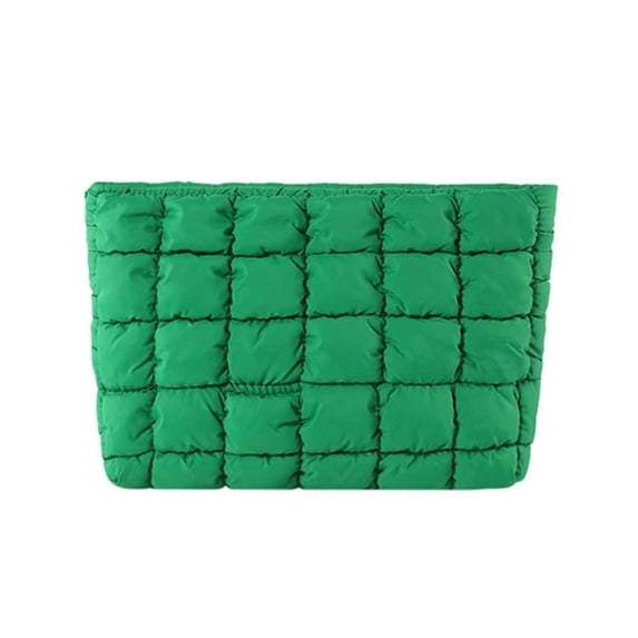 SHIMELE Versatile Solid Color Handbag Quilted Makeup Bag Stylish Storage Organizer for Travel, Shopping, and Daily Use - Soft Nylon Fabric