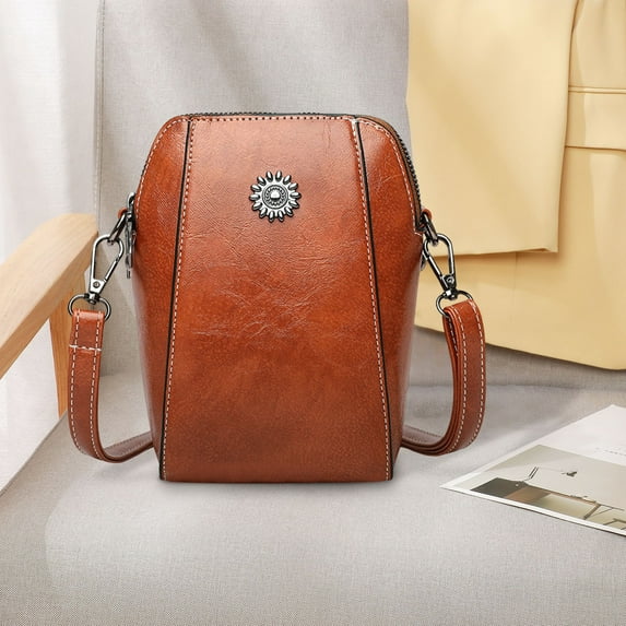 SHIMELE Vintage Retro Crossbody Cellphone Bag for Women, Multiple Compartments, Adjustable Strap, Durable and Stylish, Ideal for Daily Commuting