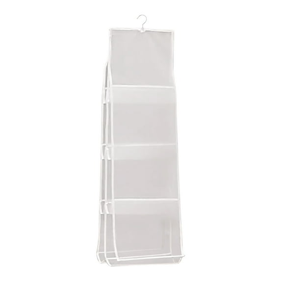 SHIMELE Hanging Purse Organizer Wall Mounted Bag Storage Holder Clear PVC Handbag Organizer Foldable Closet Storage Bag Dustproof Purse Rack with Multiple Compartments (4-Layer)