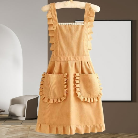 SHIMELE Waterproof Corduroy Kitchen Apron - Dirt Resistant, Easy Clean, Ergonomic Design, with Pocket for Cooking and Cleaning