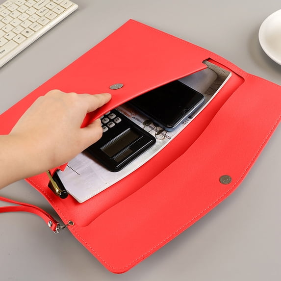 SHIMELE Waterproof Leather Document Bag, A4 File Organizer, Pouch Folder Case, Office Storage Holder, Laptop Sleeve, Portable File Case with Hand Strap, Durable and Stylish Design