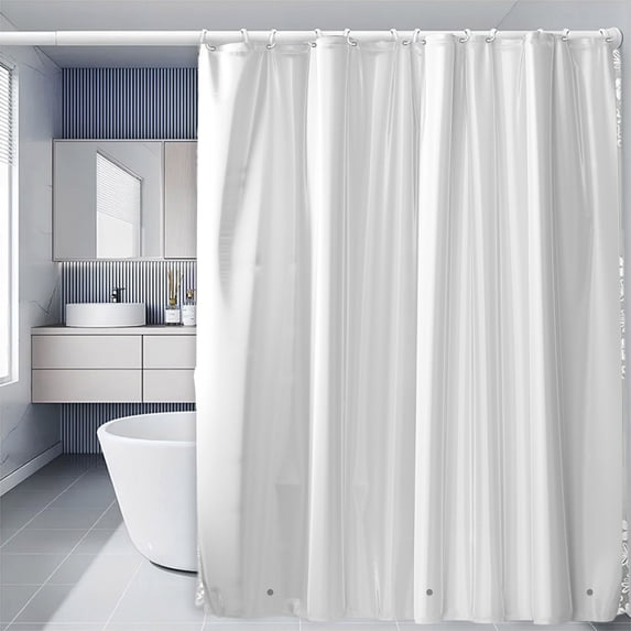 SHIMELE Waterproof Shower Curtain Liner, Plastic Shower Liners with Magnets & 12 Hooks - Thickened Bathroom Shower Curtains for Home Decoration, 70.87" x 70.87"