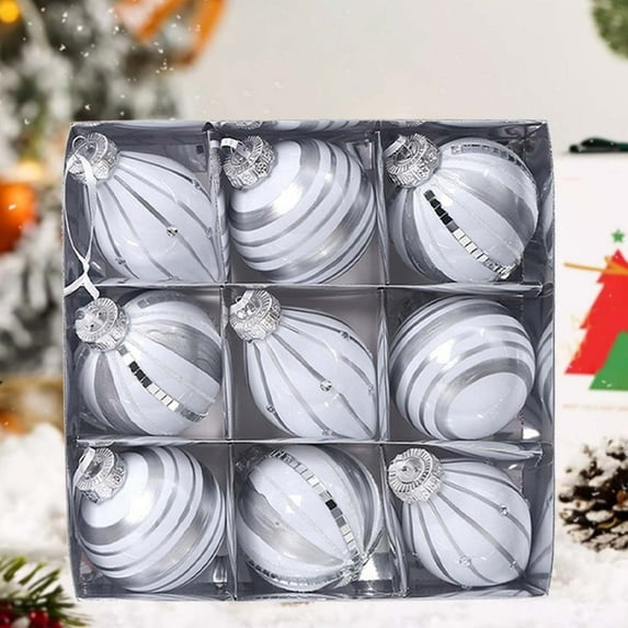 SHIMELE 9 Pack White Christmas Ball Ornaments 3.14 Inch Plastic Shatterproof Hanging Decorations Set for Holiday Tree Wedding Party Home Decor