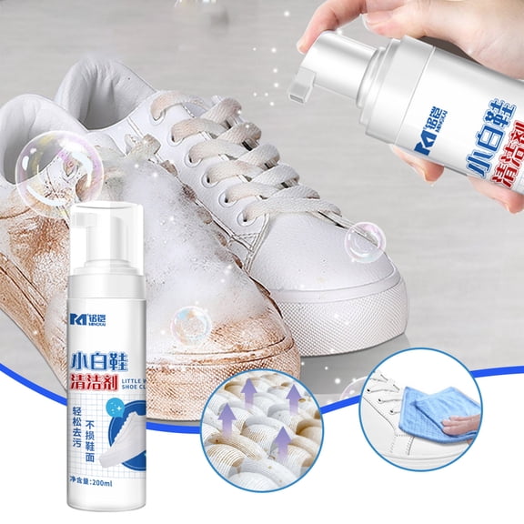 SHIMELE White Shoe Foam Cleaner, No-Clean Stain Remover, Sneaker Cleaning Spray, 200ml - Effective All-Purpose Cleaner for Canvas, Leather & Athletic Shoes