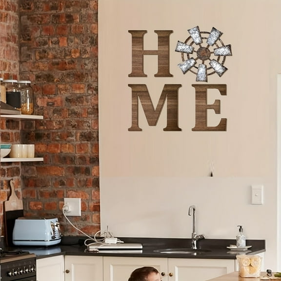 SHIMELE Wooden HOME Wall Decoration Sign, Multi-Functional Pendant Letter Art for Living Room & Bedroom, Rustic Home Decor, Brown Wooden Craftsmanship