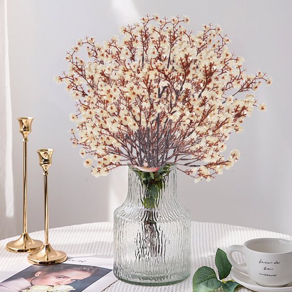 SHIMELE Simulation Flower Branches, Artificial Small Peach Blossoms, 10PC 18.5in, Home Decoration, Tea Room, Wedding Party Prop